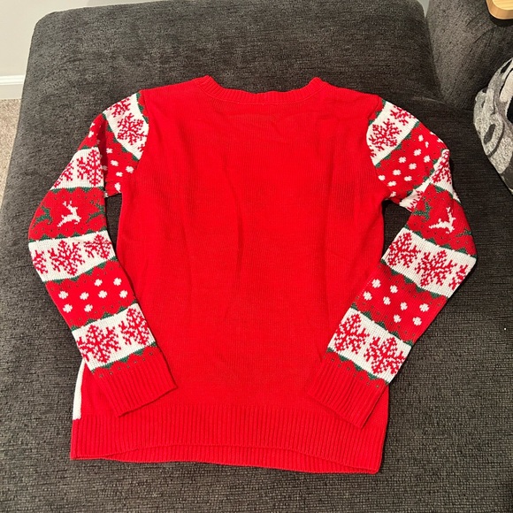 Santa’s Favorite Red Sparkly Reindeer Christmas Sweater Medium - Picture 3 of 3